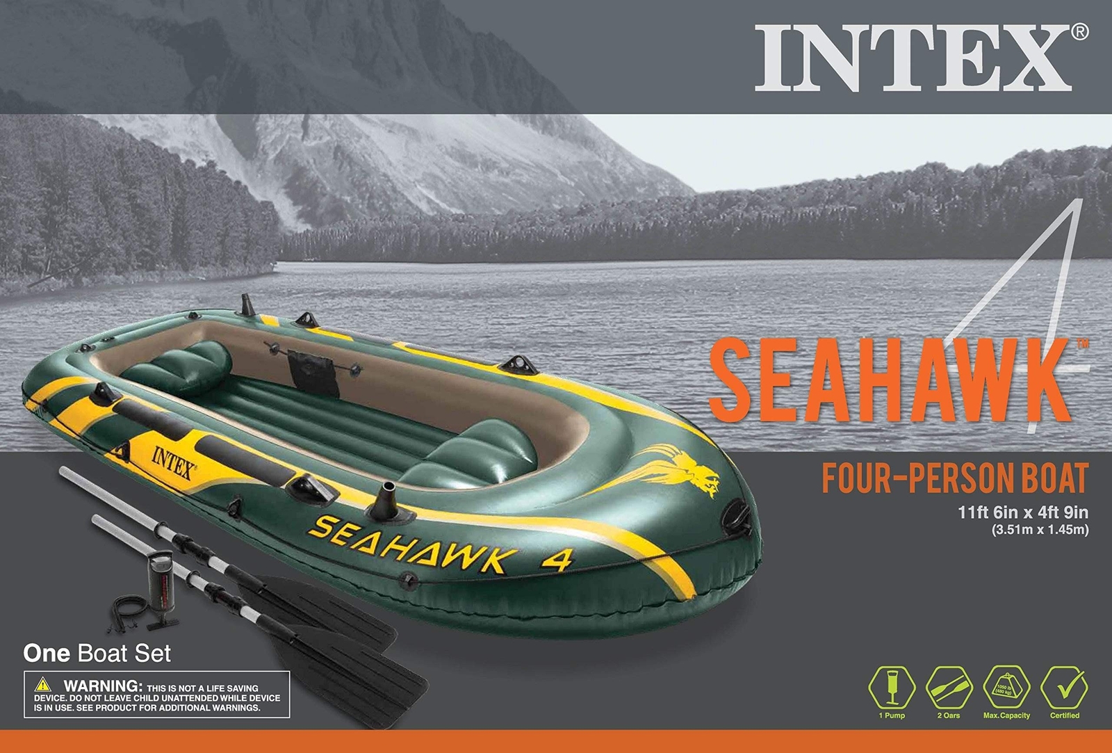 INTEX Seahawk Inflatable Boat Series: Includes Deluxe Aluminum Oars and High-…