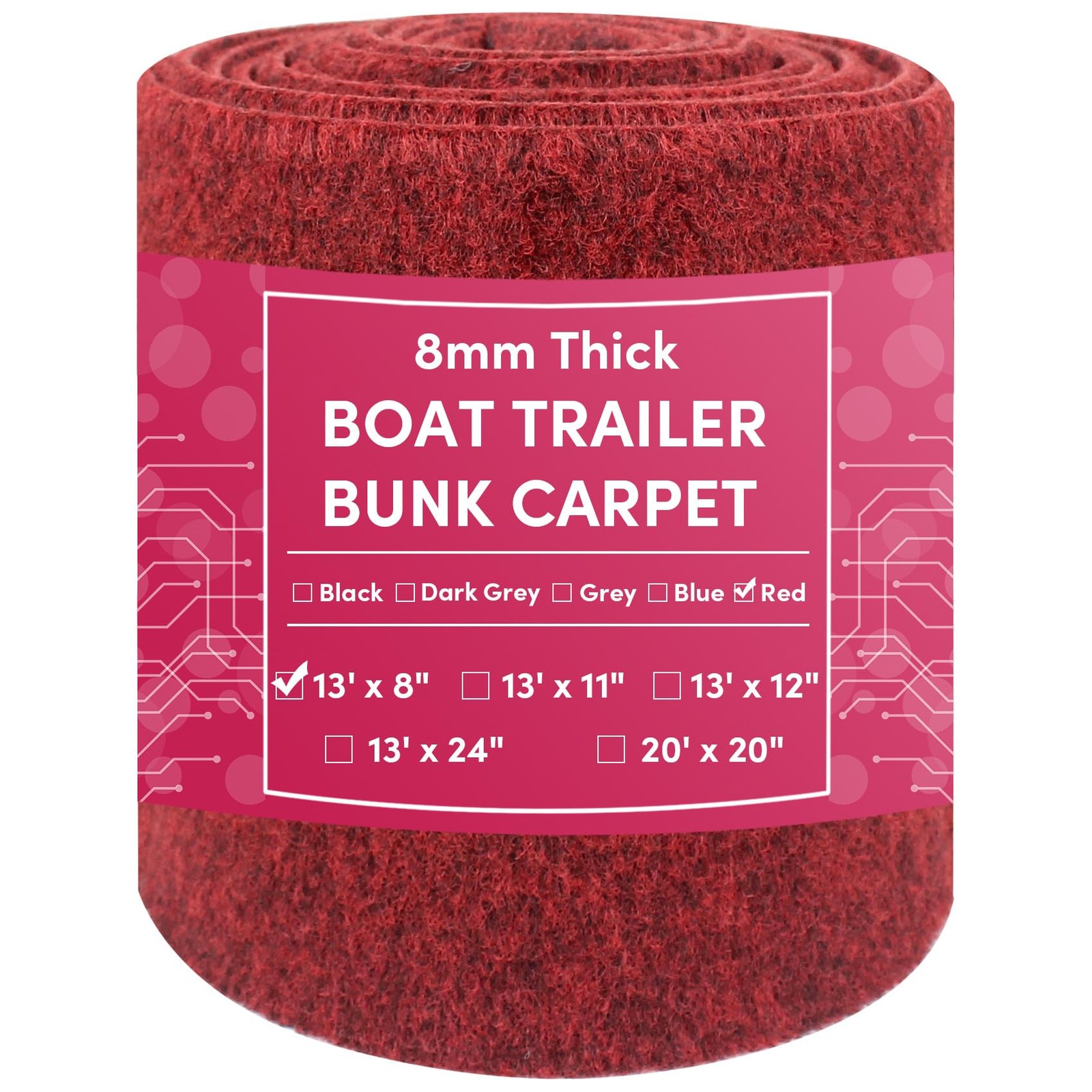 Veithi Boat Trailer Bunk Carpet Red 8 Inch X 13 Feetboat Bunk Carpettrailer