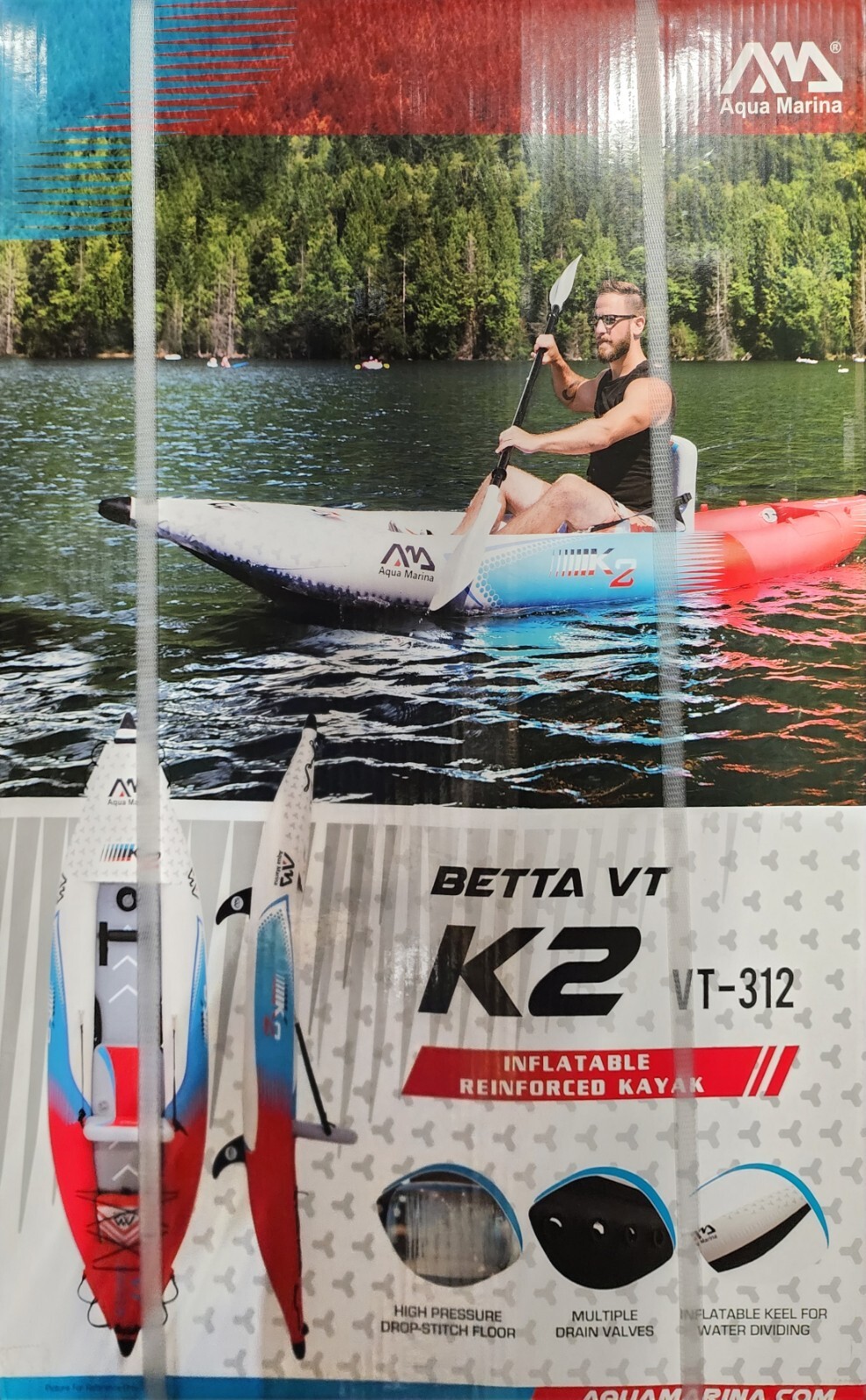 Aqua Marina Steam Betta Vt-k2 Vt-312 1 Person Kayak Paddle Boat Inflatable