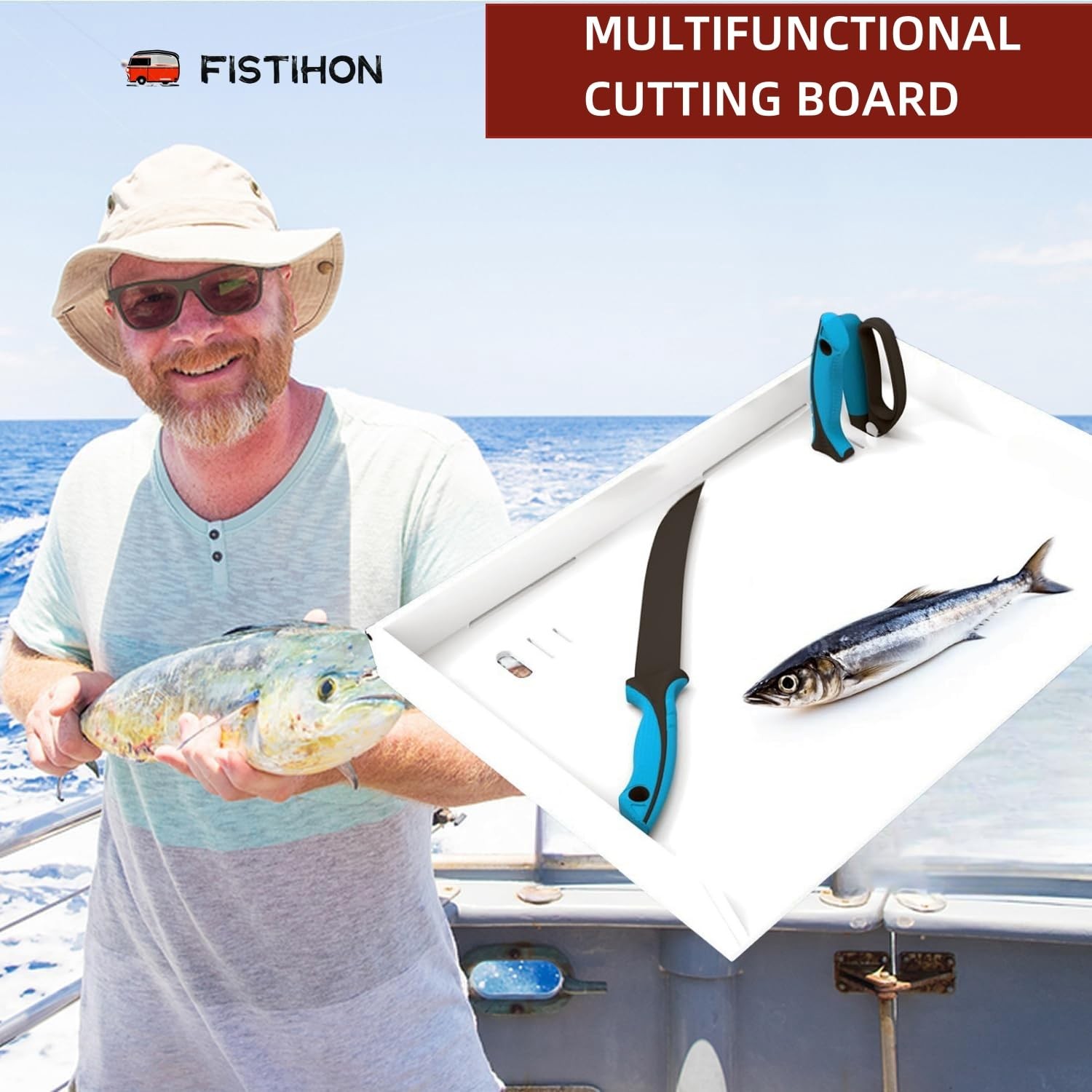 Fistihon Pontoon Boat Fillet Table Boat Cutting Board Bait Table Perfect Fish