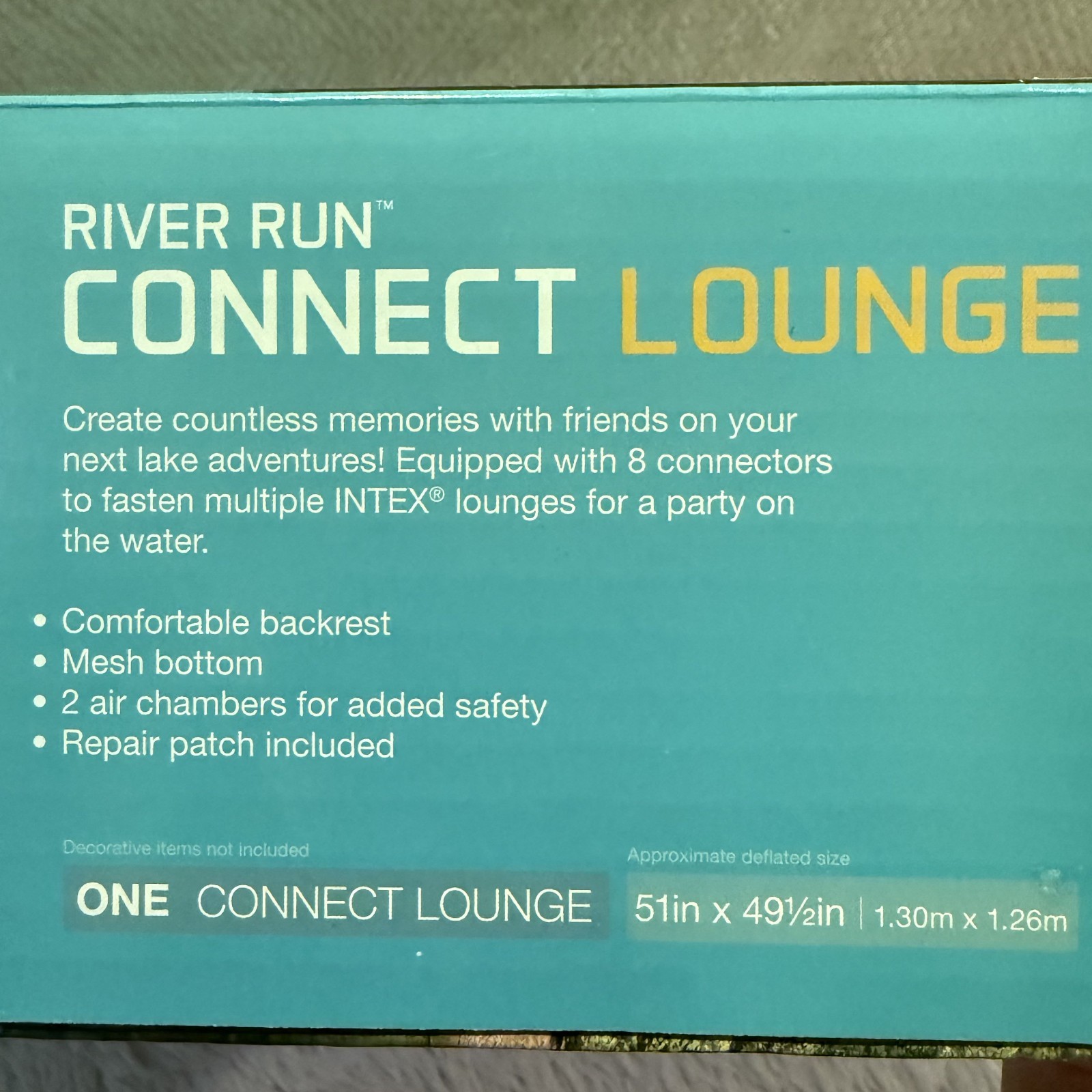 Intex River Run 1 Inflatable Lounge Connect N Float System Blue New Sealed