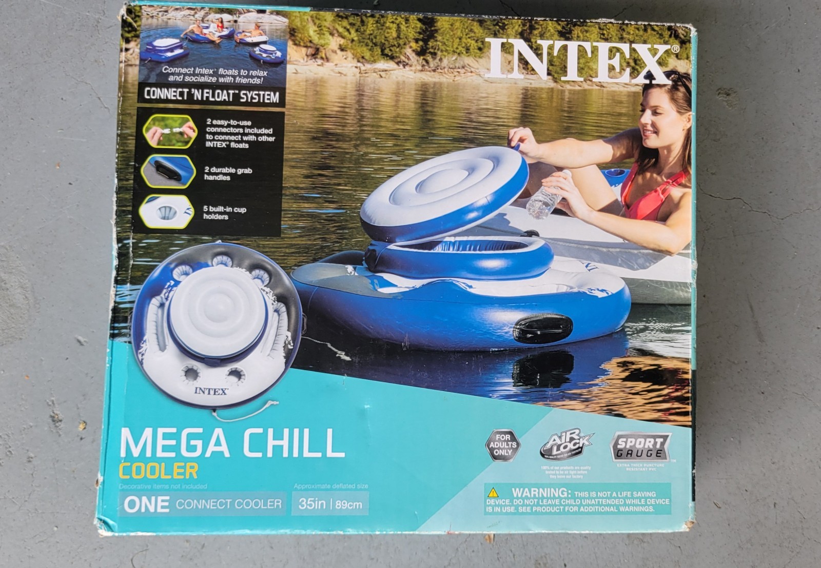 Intex River Run 53 inch Inflatable Float Inner Tube River Raft And Cooler