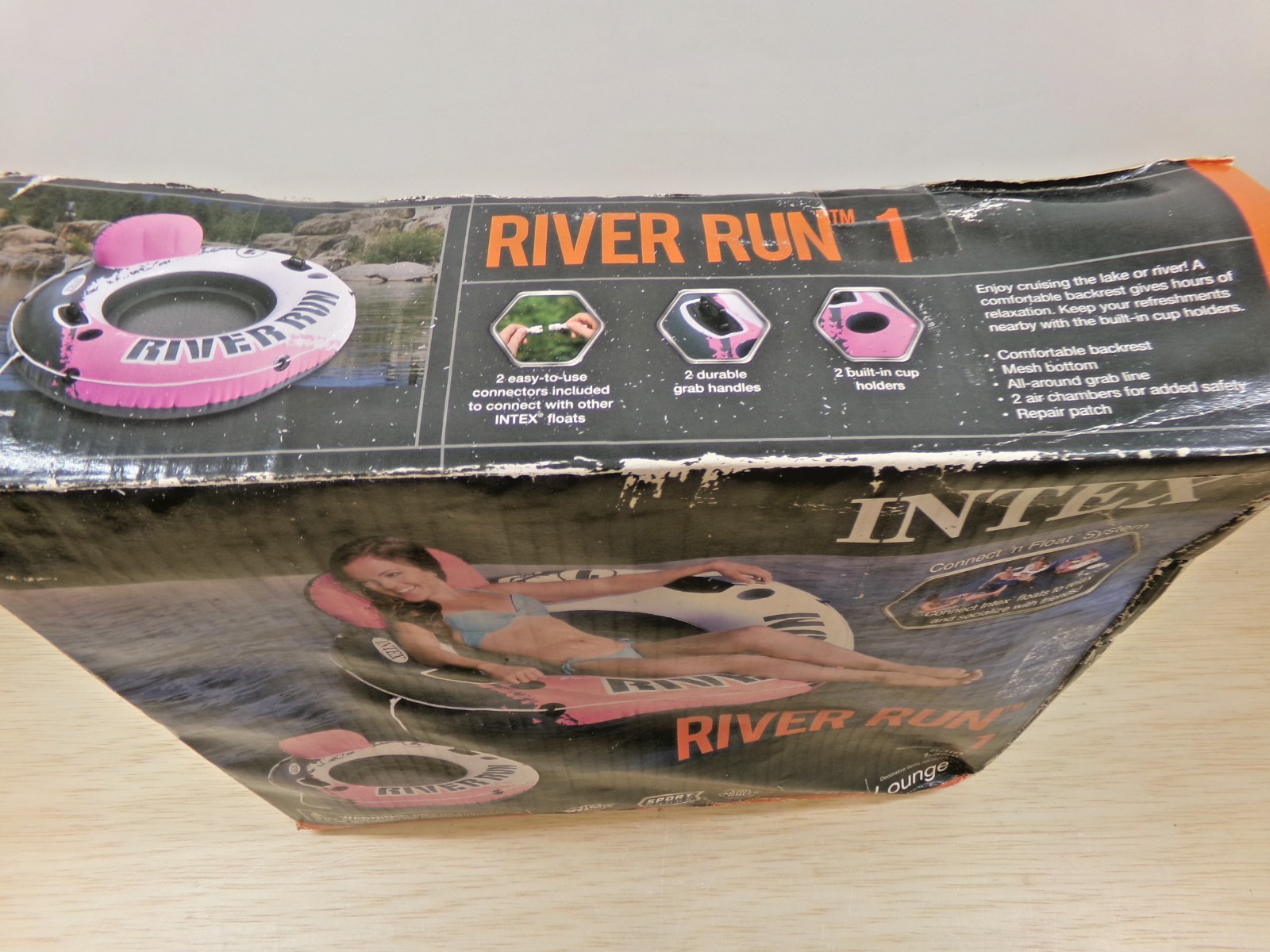 Intex River Run I 53 inch Diameter Inflatable Sport Lounge Water Float