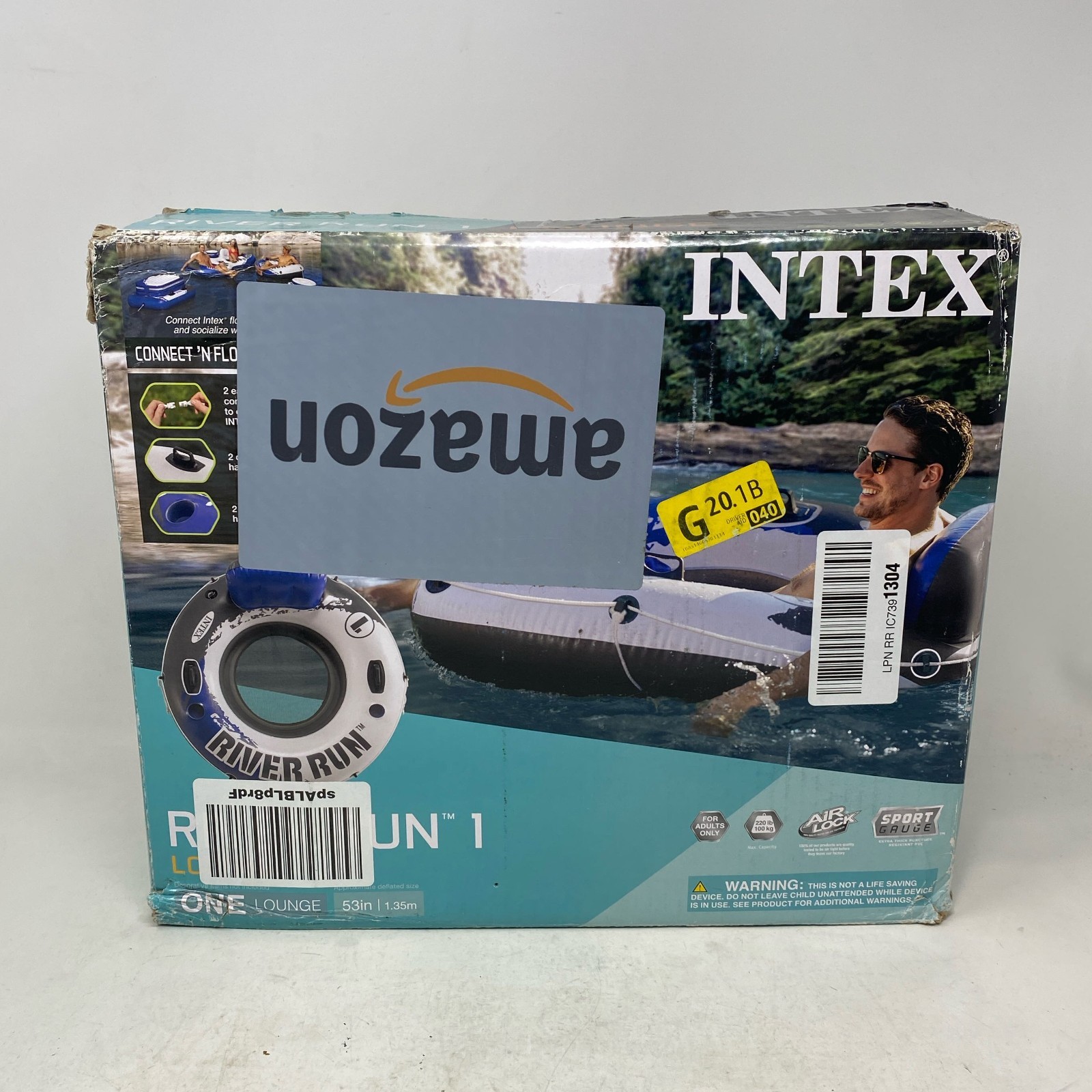 Intex River Run 1 Blue/White 53in Inflatable Tube w/ Backrest & Cups