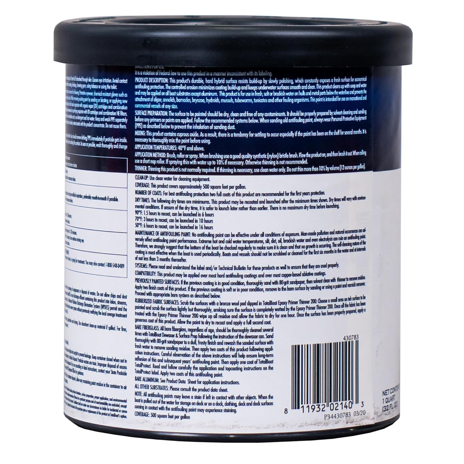 TotalBoat Inflatable Boat Bottom Paint (1 Quart) Durable, Flexible Coating Gray