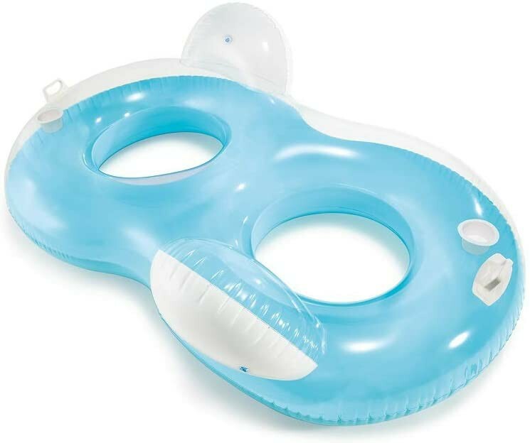 Intex Double Pillow-Back Lounge Pool Float Blue W/ 2 Cup Holders!!