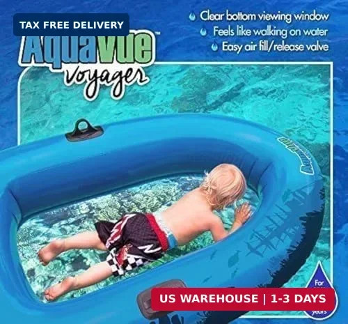 Sieco Design AQUAVUE Voyager, Clear Bottom Inflatable Raft, for Kids and Adults