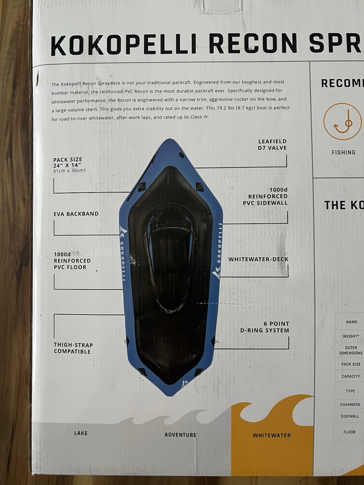 Kokopelli Recon Spraydeck Whitewater Inflatable Packraft – 90″, Sit-In $1,149