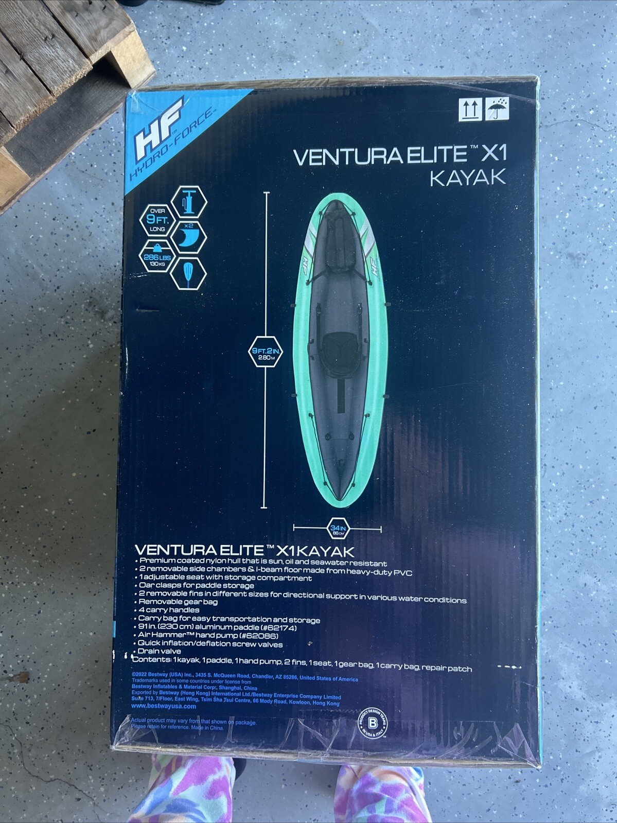 Bestway Hydro Force Inflatable Kayak Set – 1-Person Ventura Elite – Green