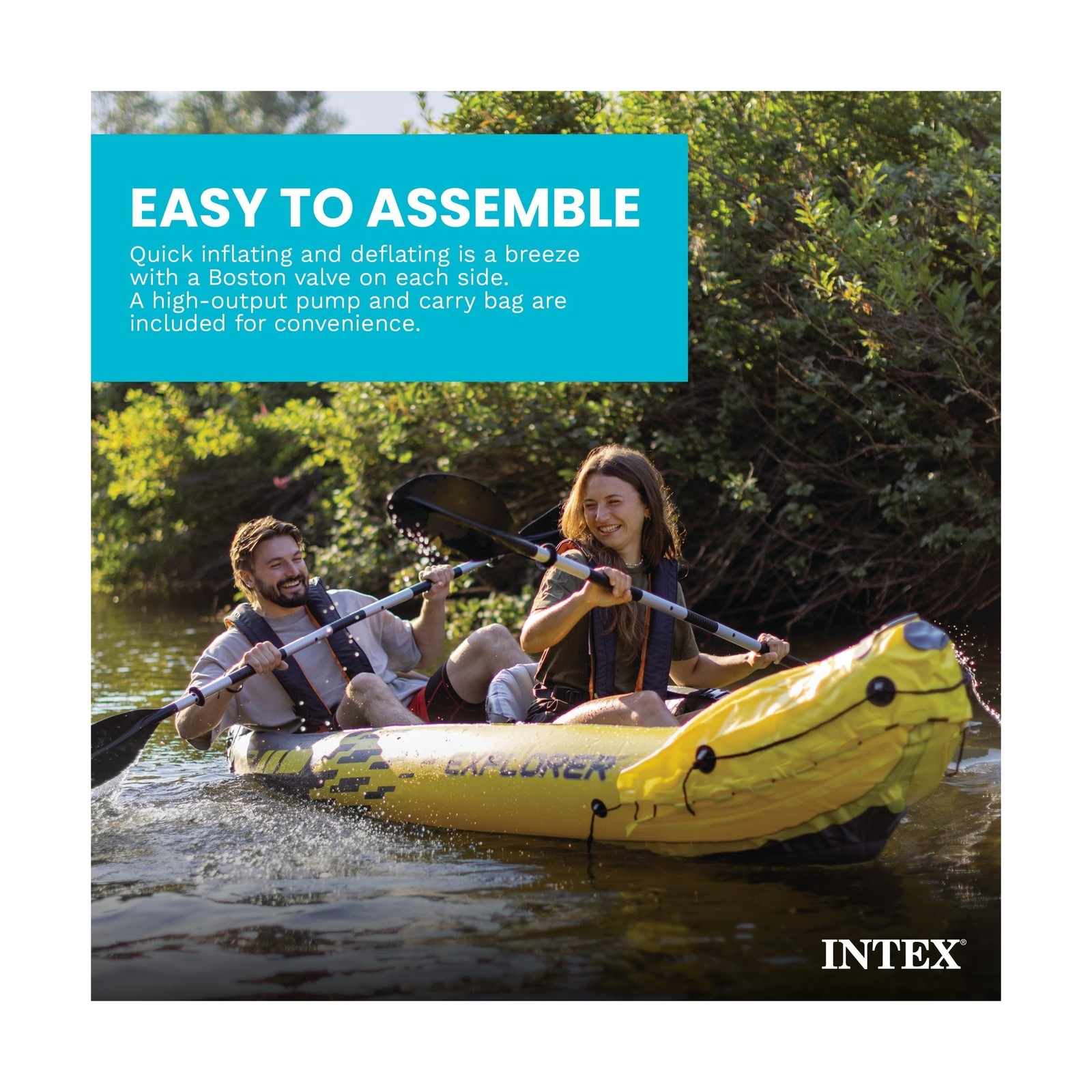 Intex 68307EP Explorer K2 Inflatable Kayak Set: Includes Deluxe 86in Aluminum…