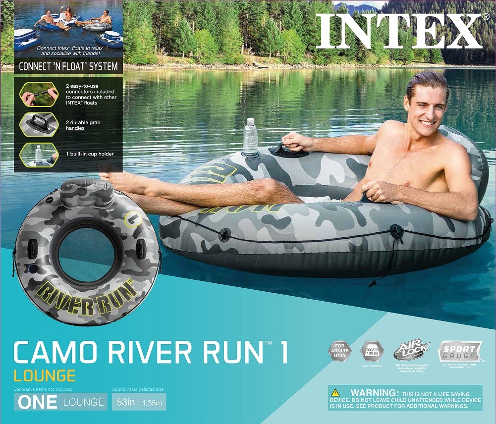 Intex Camo River Run 53Inch Inflatable Tube 6 Pack