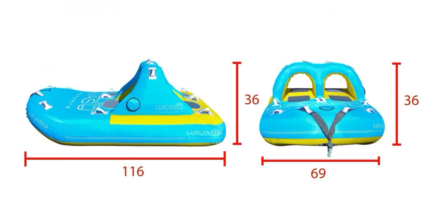 4 Person Towable Tube Boat Water Sport Floating Lounge Raft 510 lb w/Pump & Rope