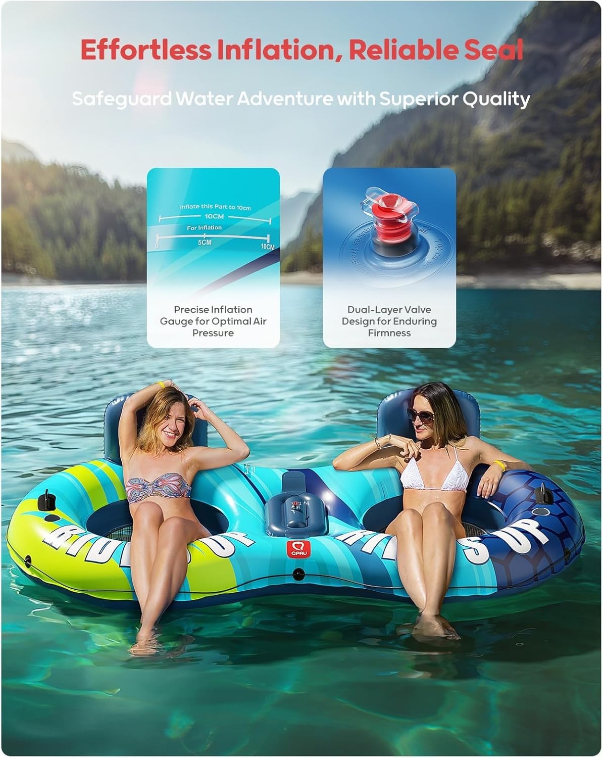 Tubo inflable de río doble de alta resistencia, capacidad para 2 personas, 300kg