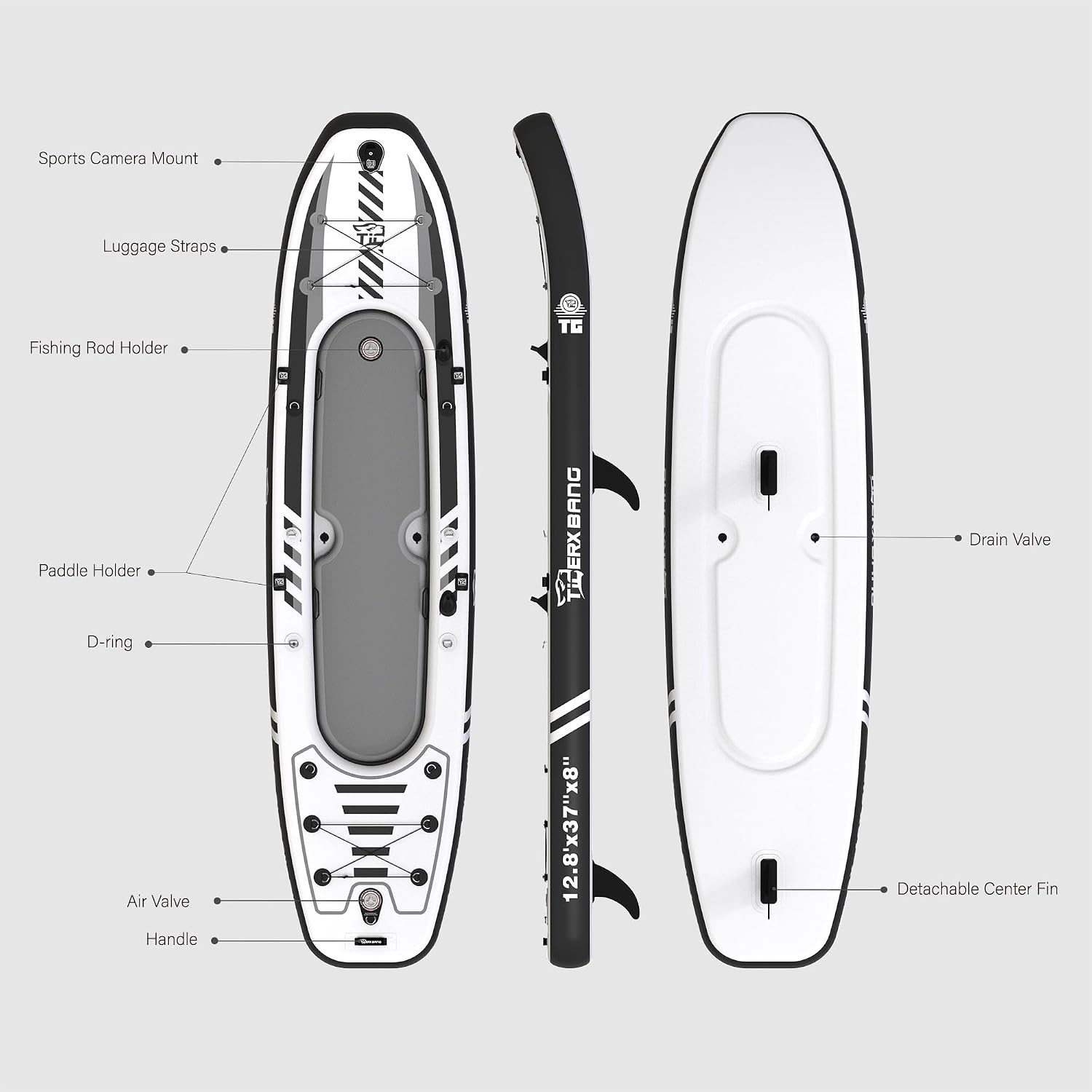 12’8″ Inflatable Tandem Kayak, Fishing & Touring, 2 Seats, Adjustable Paddle, Pe