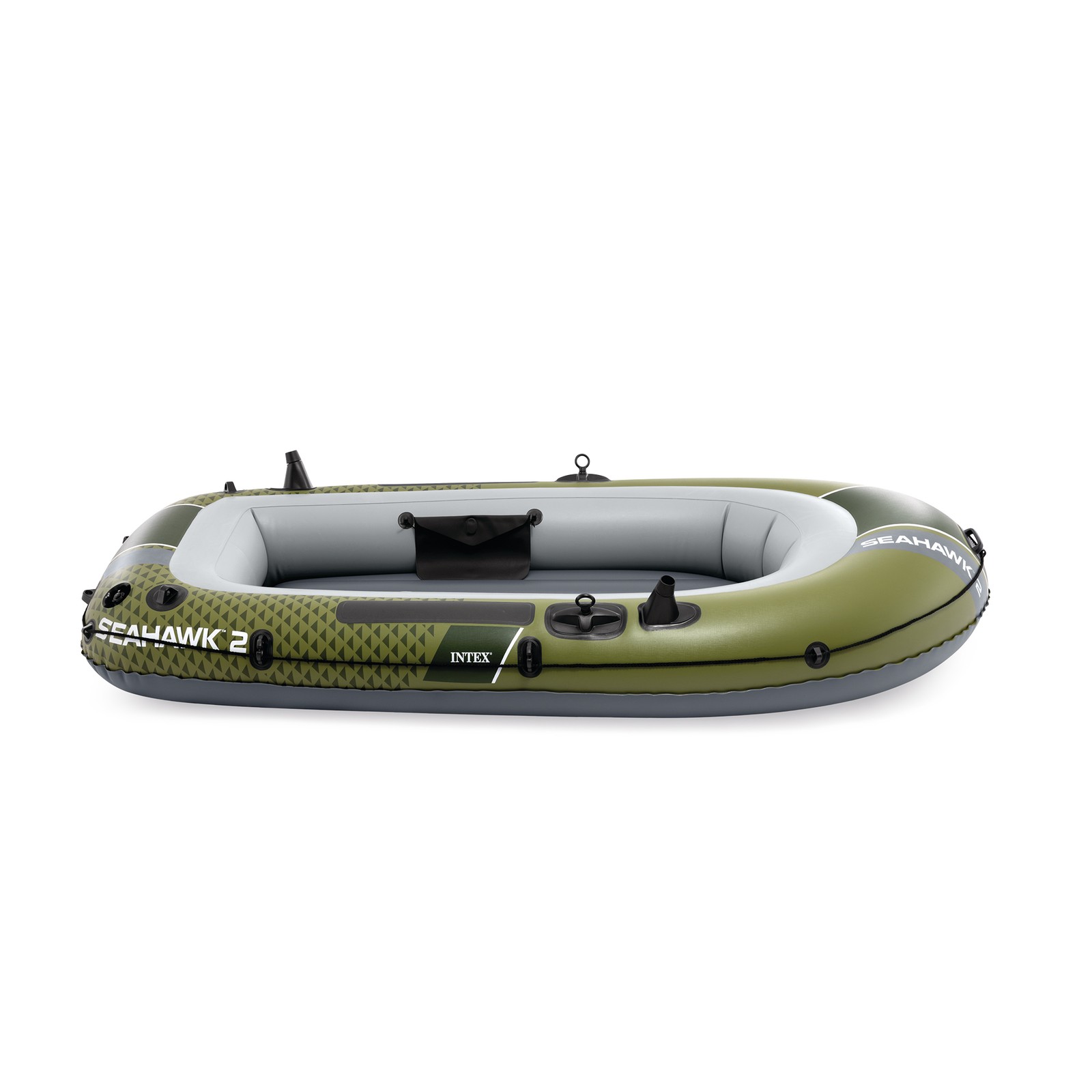 INTEX 66332EP Seahawk 2 Inflatable Boat Set with 48″ Oars, Pump, & Rod Holders