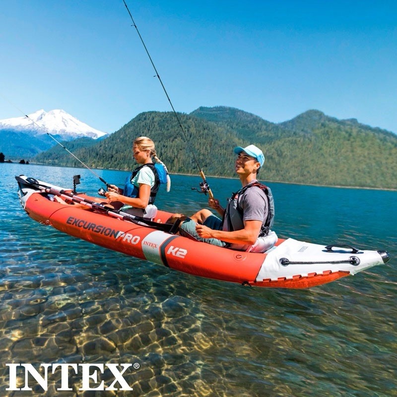 Intex Excursion Pro K2 Inflatable 2 Person Oars & Pump, Red Used 2 Times