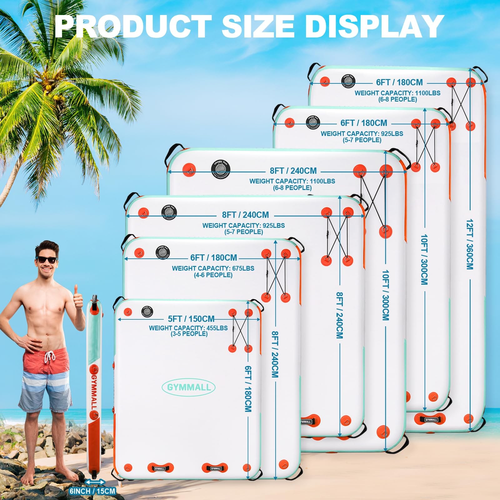 Inflatable Floating Dock Platform, 6ft*5ft Air Dock Platform Floating Island …