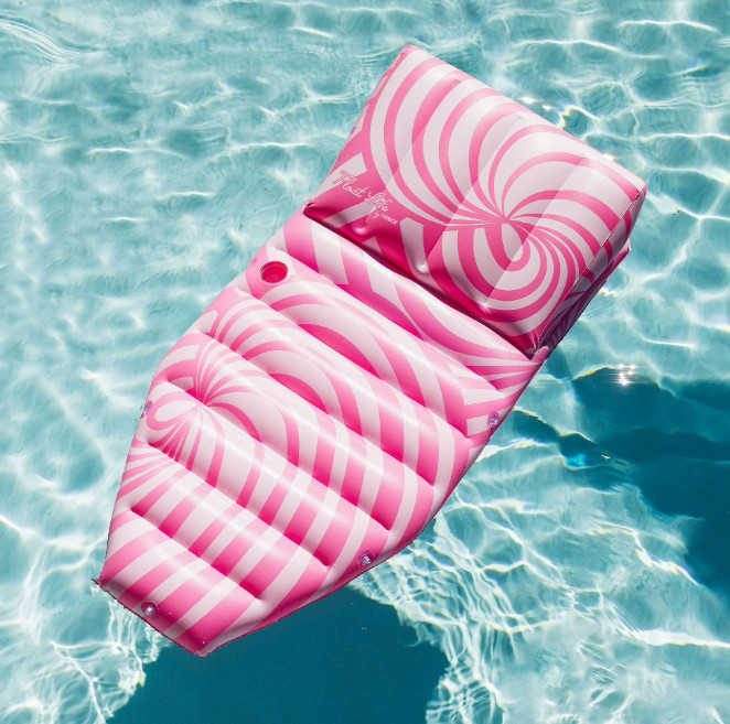 Float Life by Funboy Pink Twist Sun Lounger Pool Float, 65» Long