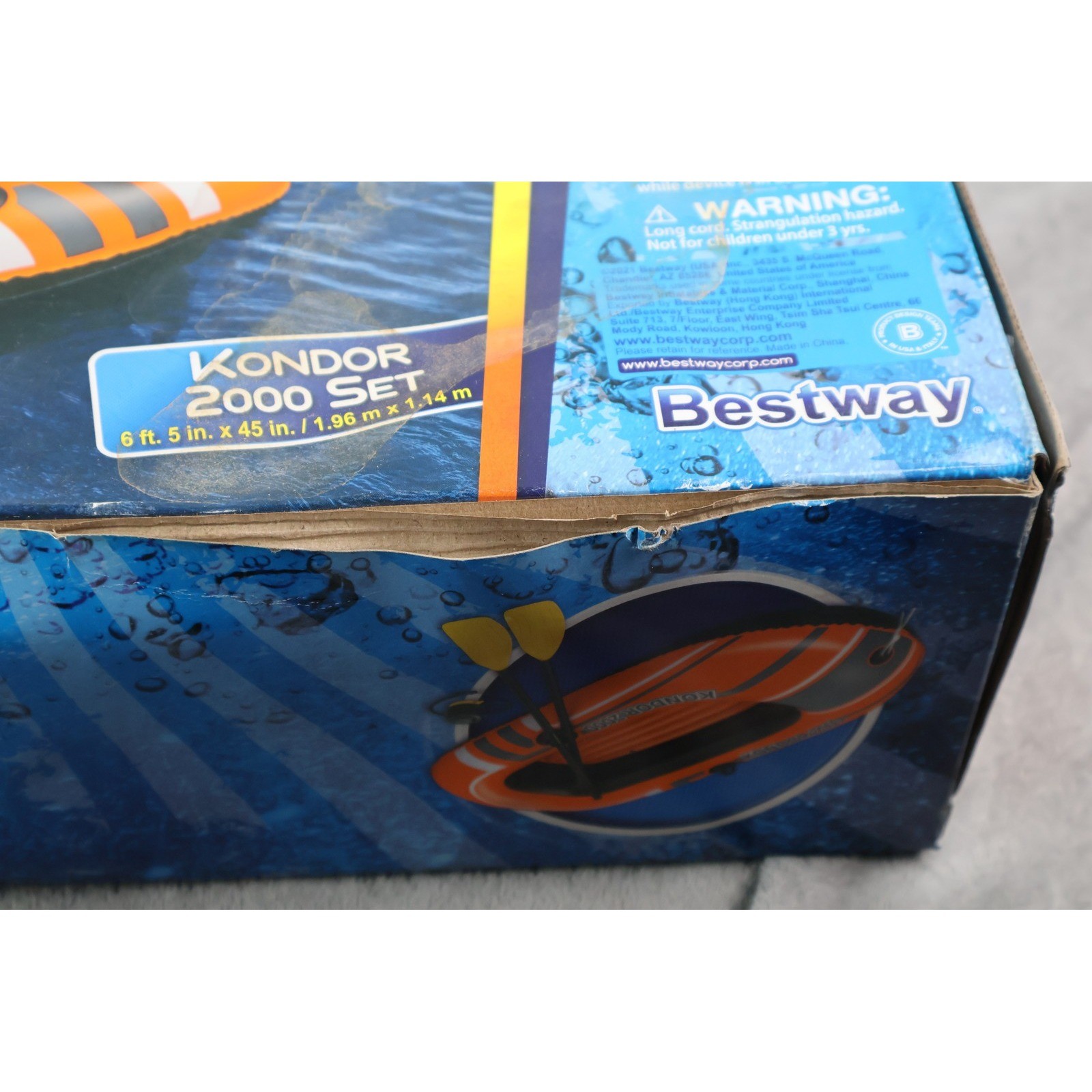 Bestway H2O GO! Kondor 2000 Boat Set 6 Ft 5 In X 45 In Inflatable Orange
