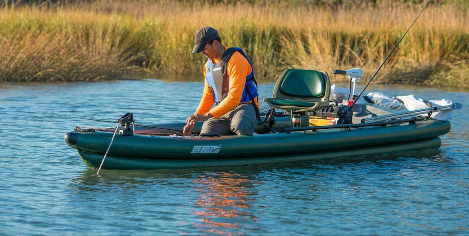 Sea Eagle FSK16 Solo Start-Up Pkg Inflatable Fish Skiff Inflatable Portable Boat