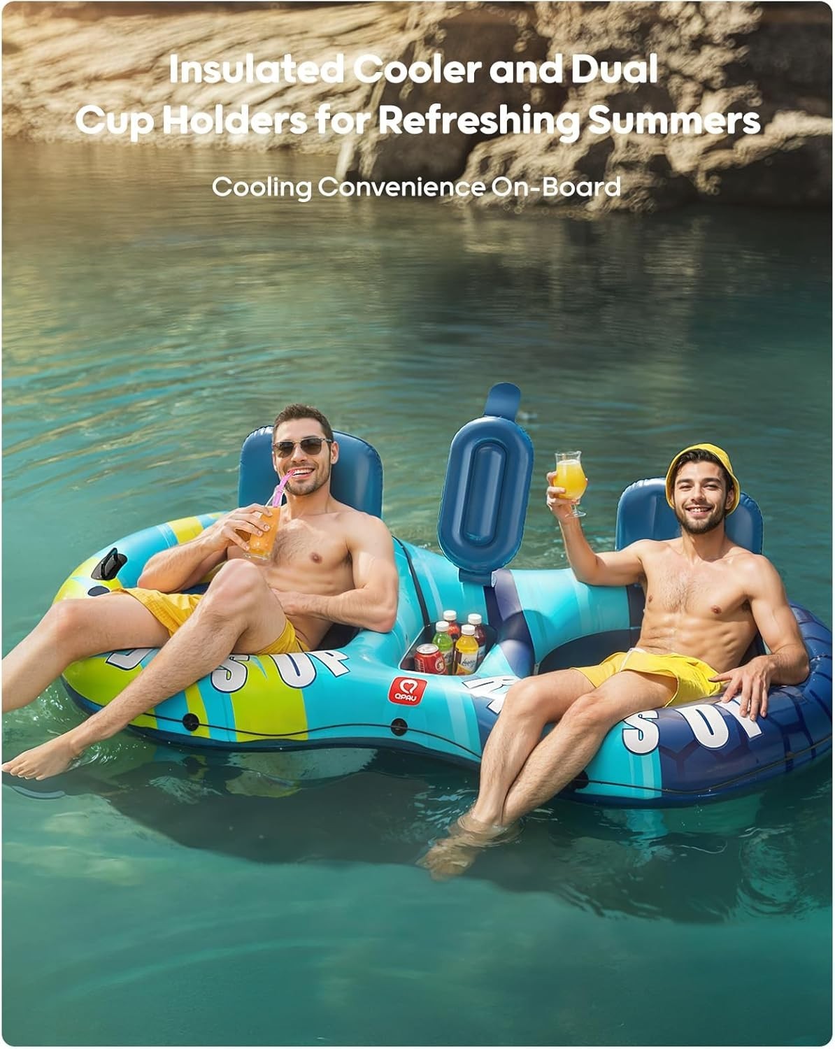 Tubo inflable de río doble de alta resistencia, capacidad para 2 personas, 300kg
