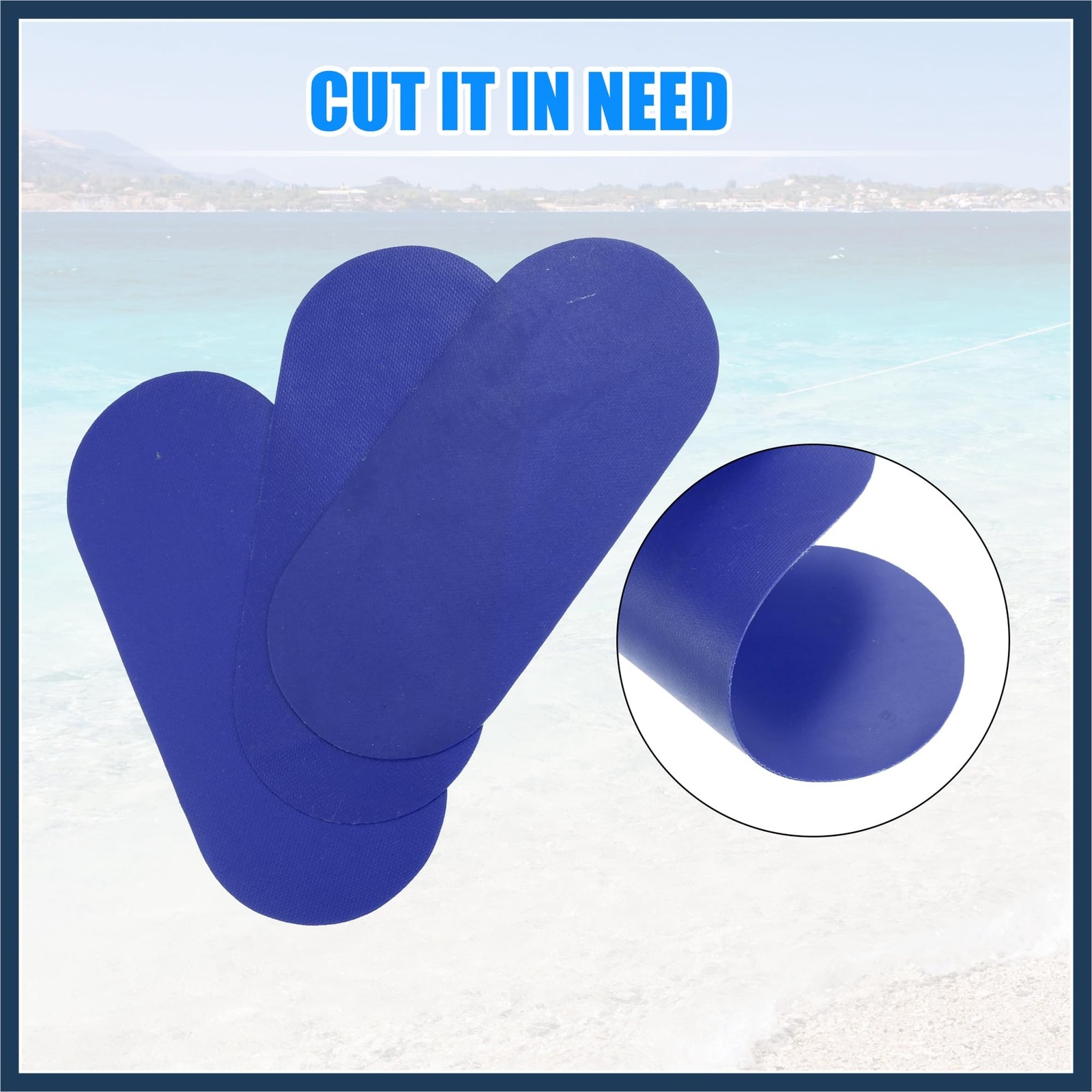 INFINAUTO 3pcs PVC Repair Patches with Glue Professional Inflatable Boat Blue