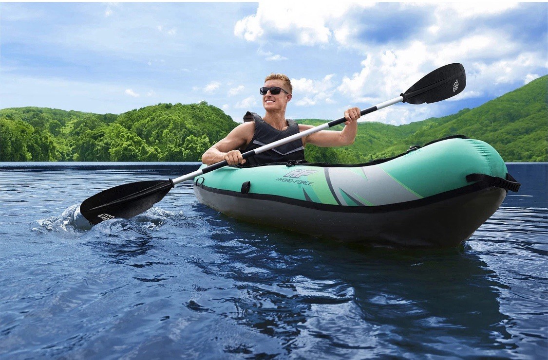 Hydro Force Inflatable Kayak Set | Includes Seat, Paddle, Hand Pump, Storage Car