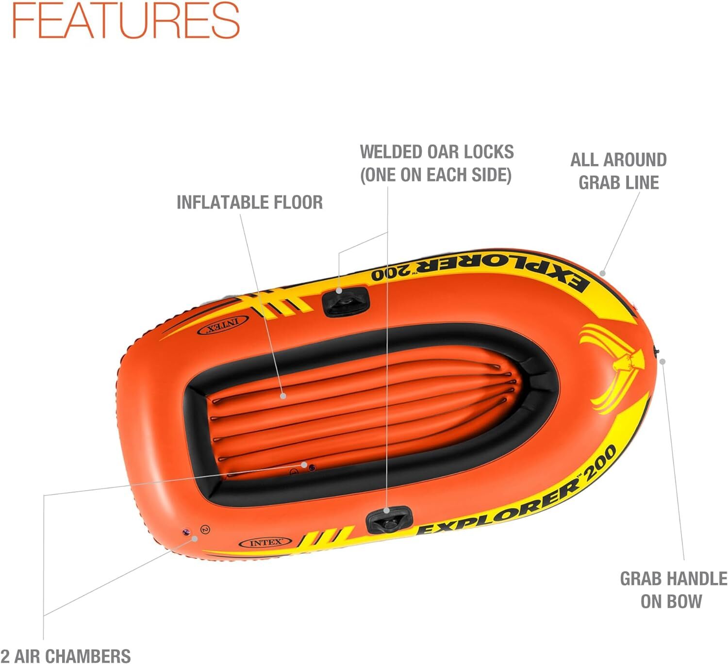58330Ep Bote Inflable Explorer 200: 2 Personas Camaras De Aire Duales Welde