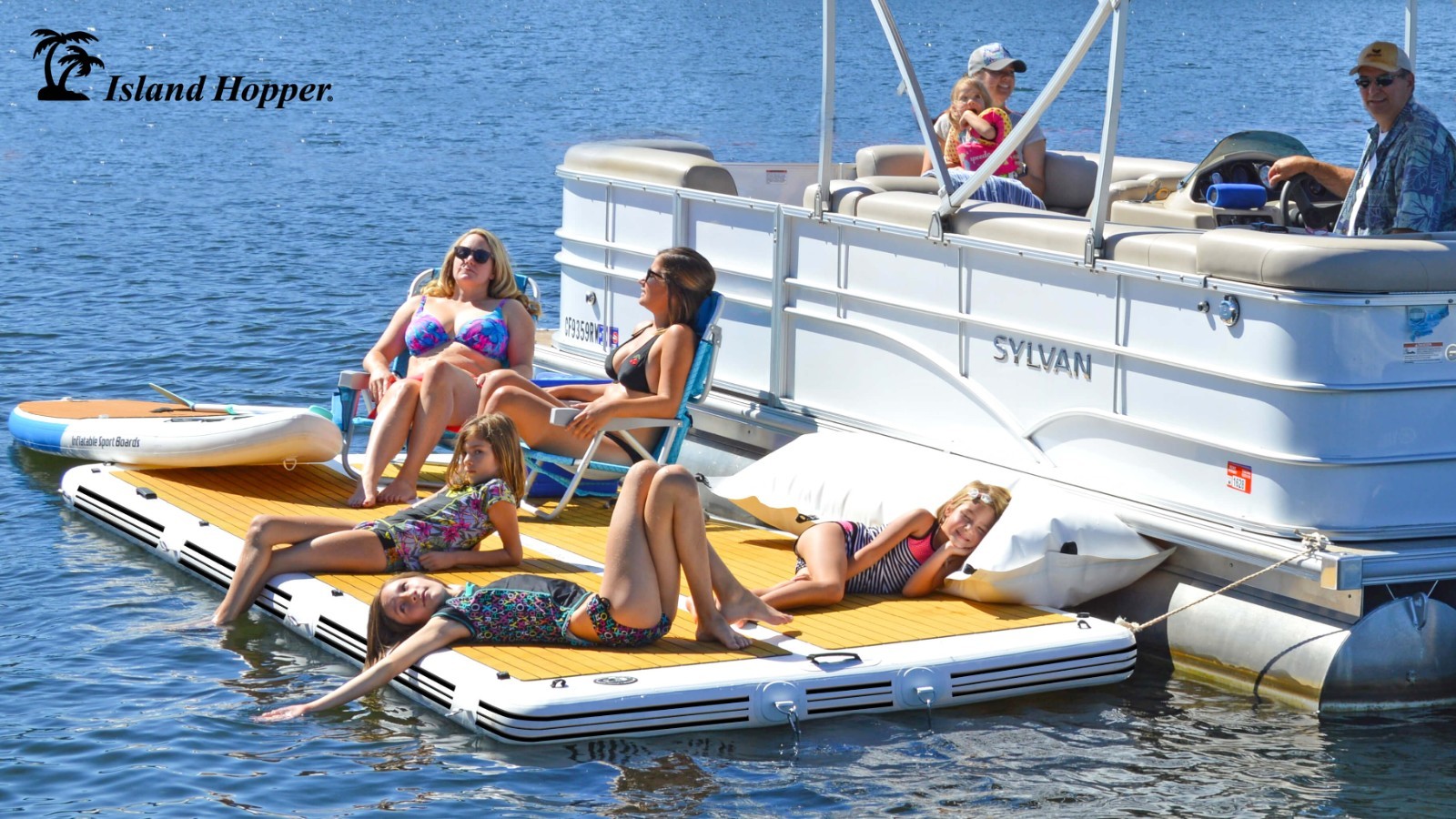 Island Hopper Inflatable Patio Dock 15′ Elite Class Water Platform – used 1 time
