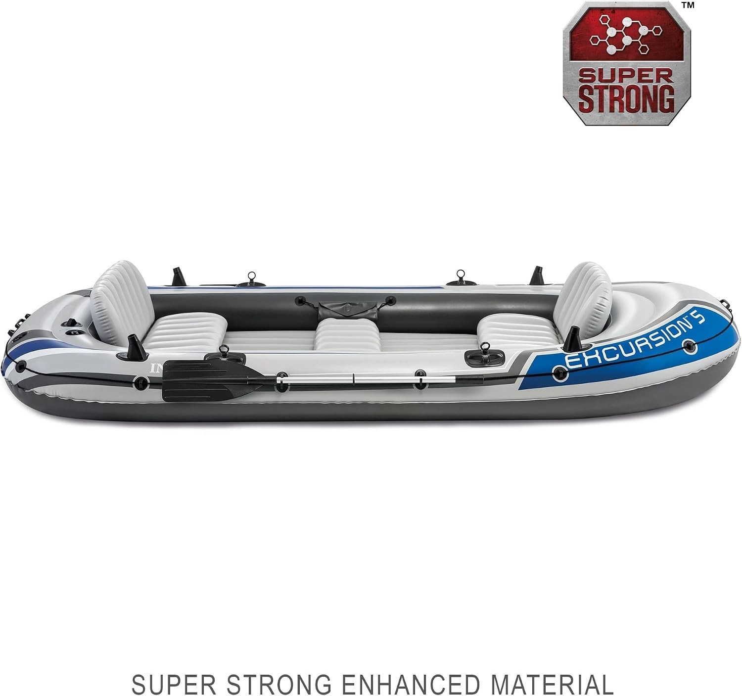Excursion 5 Person Inflatable Boat, Water Fishing River Raft Set w/ Oars – Large