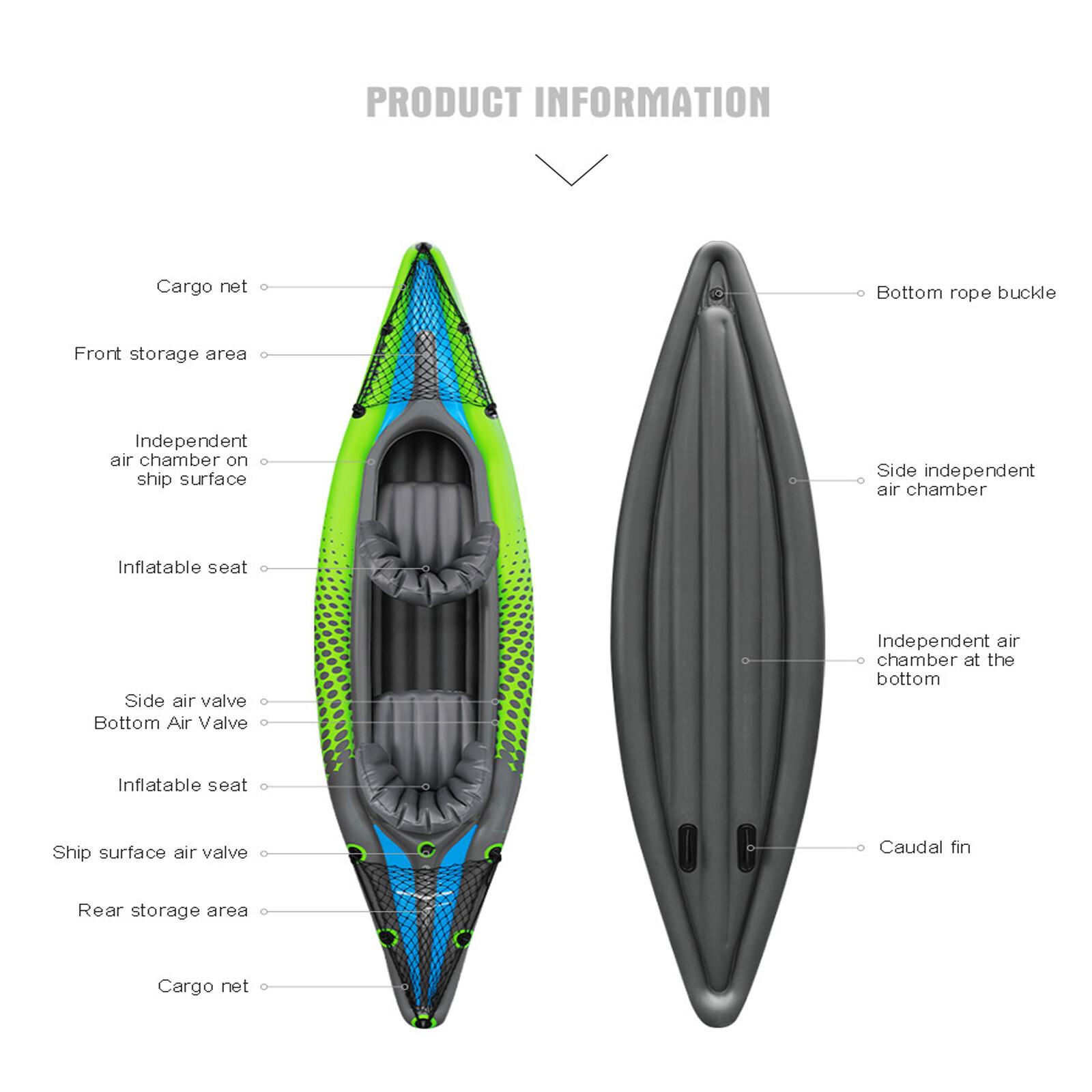 EliteShield 2 Person Tandem Inflatable Kayak Includes Aluminum Paddles, Air Pump