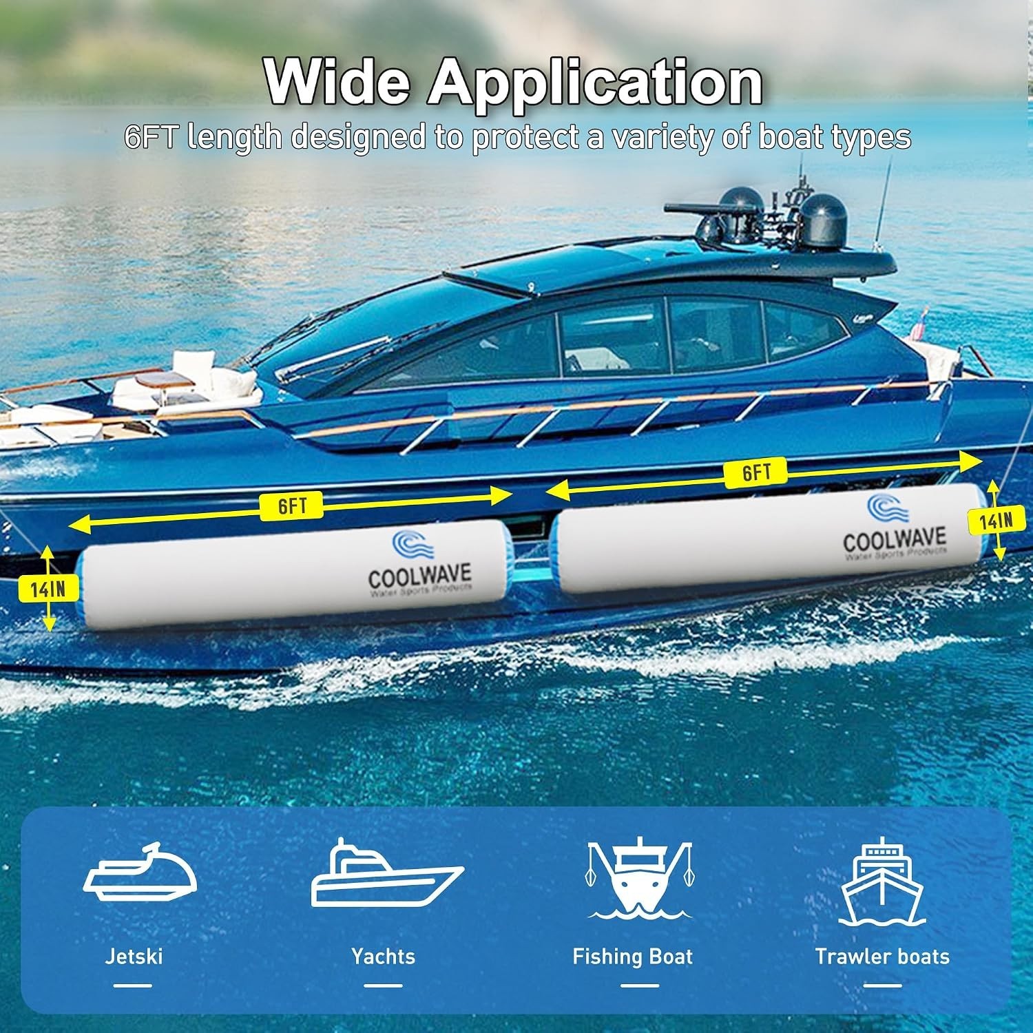 6FT/10FT Inflatable Boat Fenders, Upgraded Inflatable Boat Bumper for Docking…