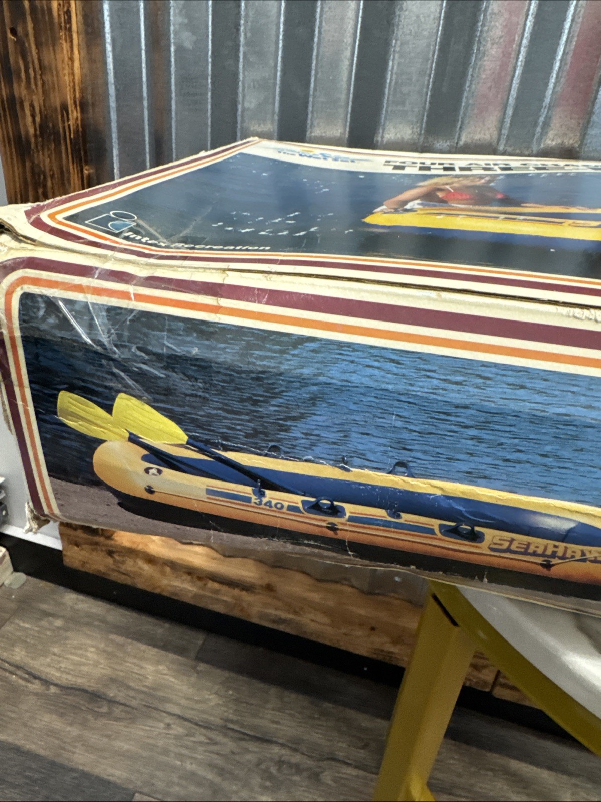 Vintage 1985 Intex The Wet Set Seahawk 340 Inflatable 3 Person Vinyl Boat New