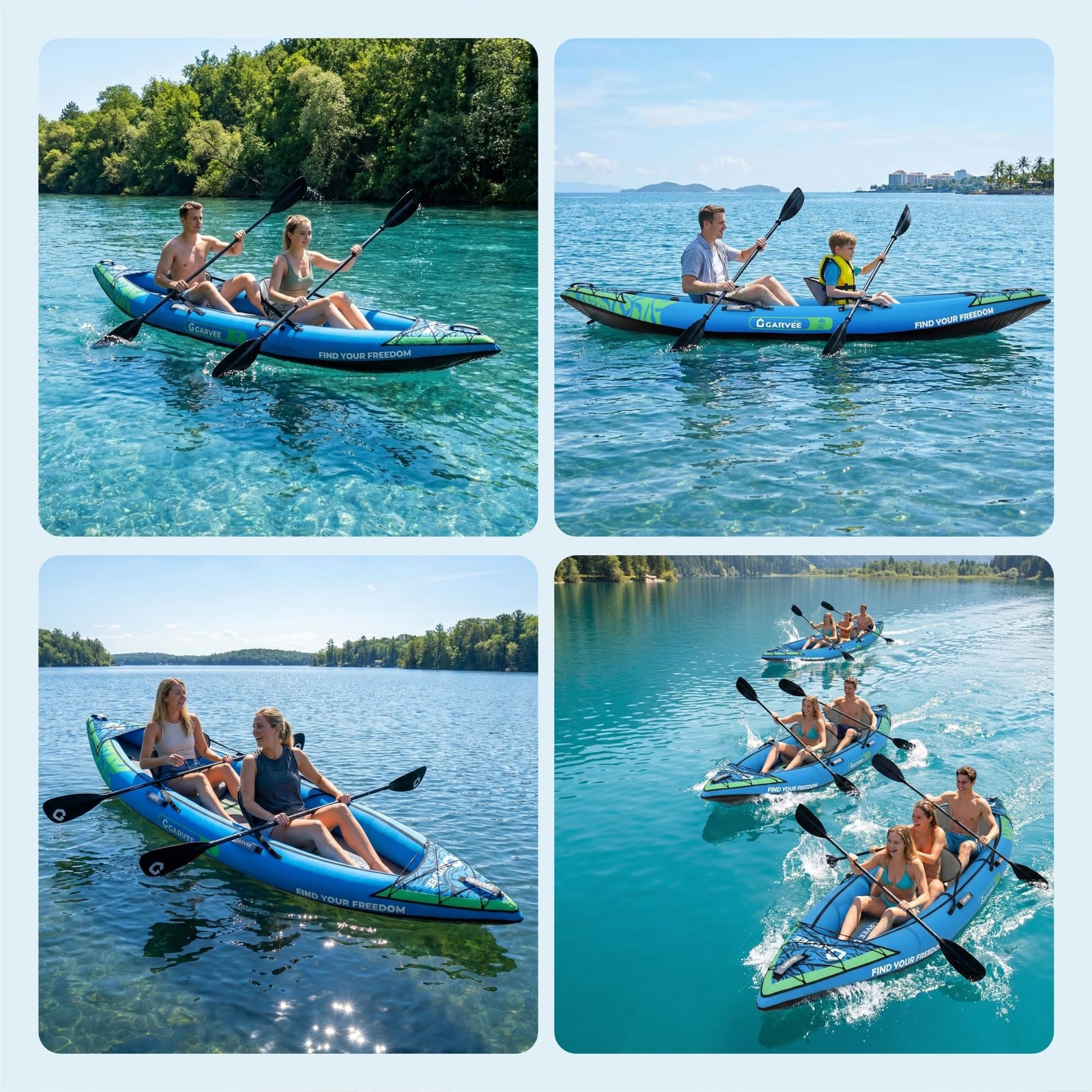 Portable 2 Person Inflatable Kayak 12.5FT Fishing Kayak Adults Padded Seats