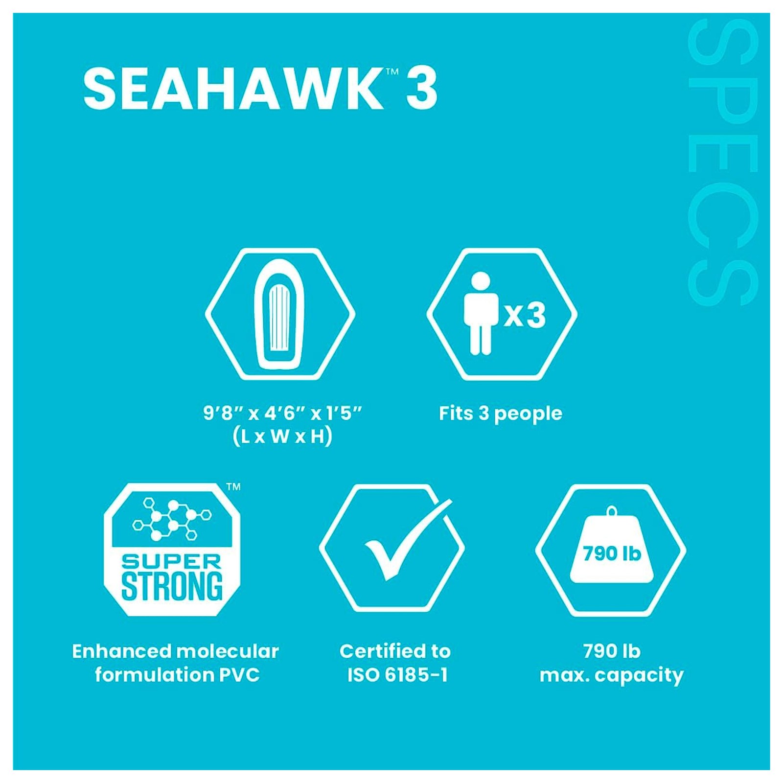 INTEX 66333EP Seahawk 3 Boat Set with Oars, Pump, & Rod Holders (Open Box)