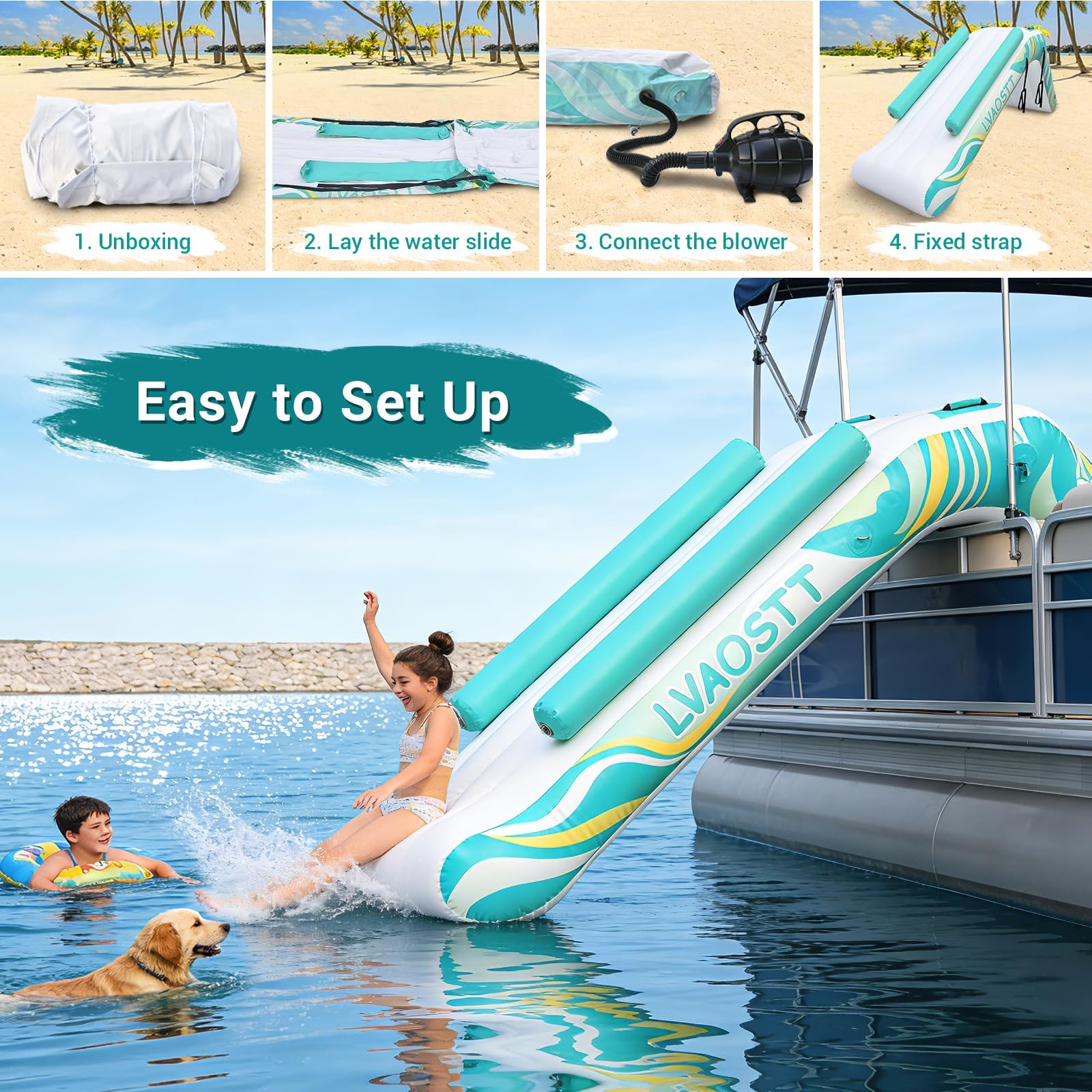 ** NEW Inflatable Pontoon Water Slide | Heavy-Duty PVC | Includes air pump
