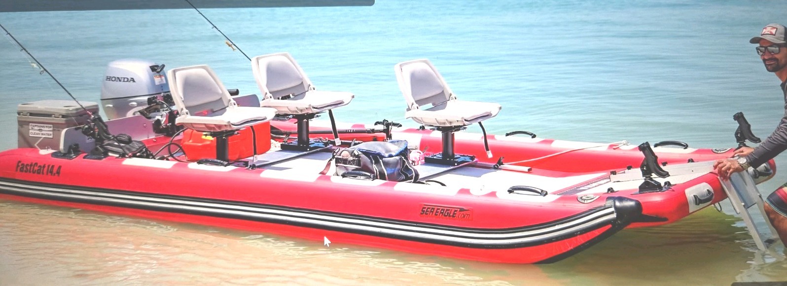 Four-Person Heavy Duty Inflatable Fastcat 14 Foot Catamaran Boat