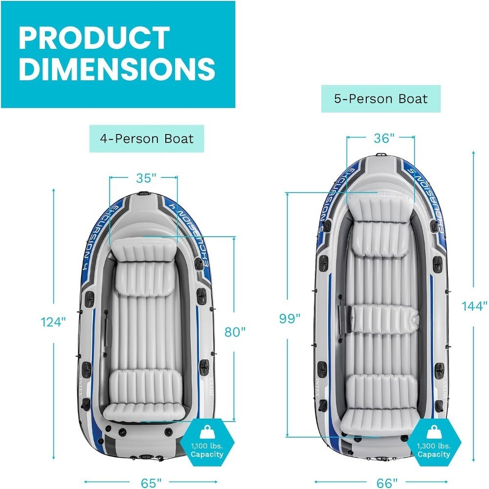 Intex Excursion 4-Person Inflatable Fishing Boat River Raft Set with Oars,
