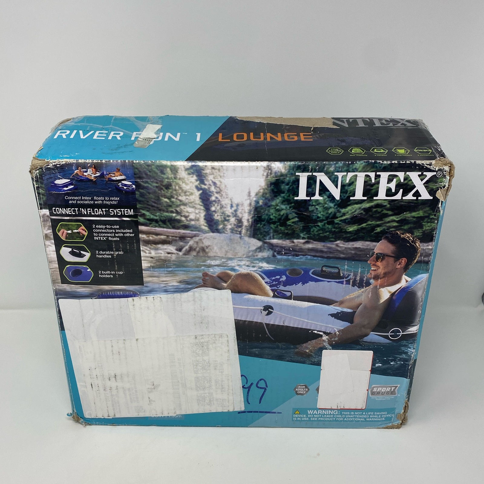 Intex River Run 1 Lounge Tube Blue 53in 1-Person w/Cup Holders