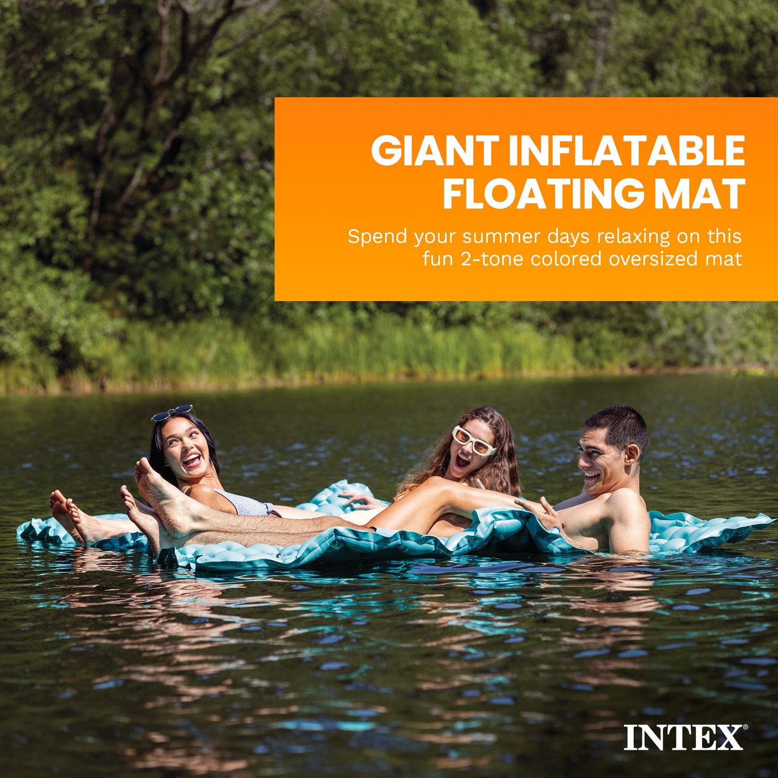 Giant Inflatable Water Mat 56841EP Float Platform Pool Lakes Teal Intex Floating