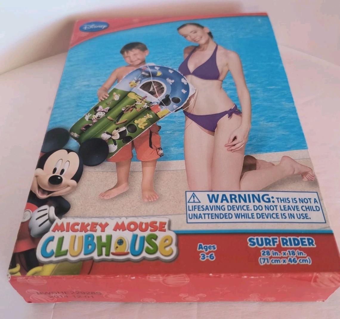 DISNEY MICKEY MOUSE CLUBHOUSE,SURF RIDER,POOL FLOAT,W/ WINDOW & TOW ROPE,KIDS 3+