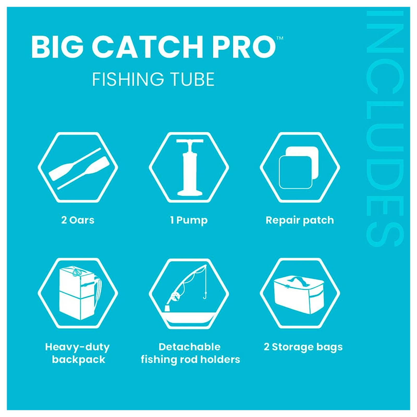 INTEX Big Catch Pro Inflatable Fishing Float Tube Set w/Oars, Pump & Rod Holders
