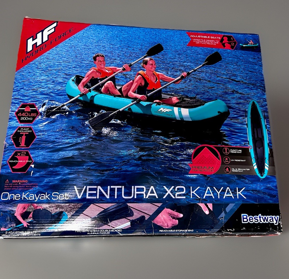 Bestway Hydro-Force Ventura X2 Inflatable 2 Person Kayak Outdoor Lake River