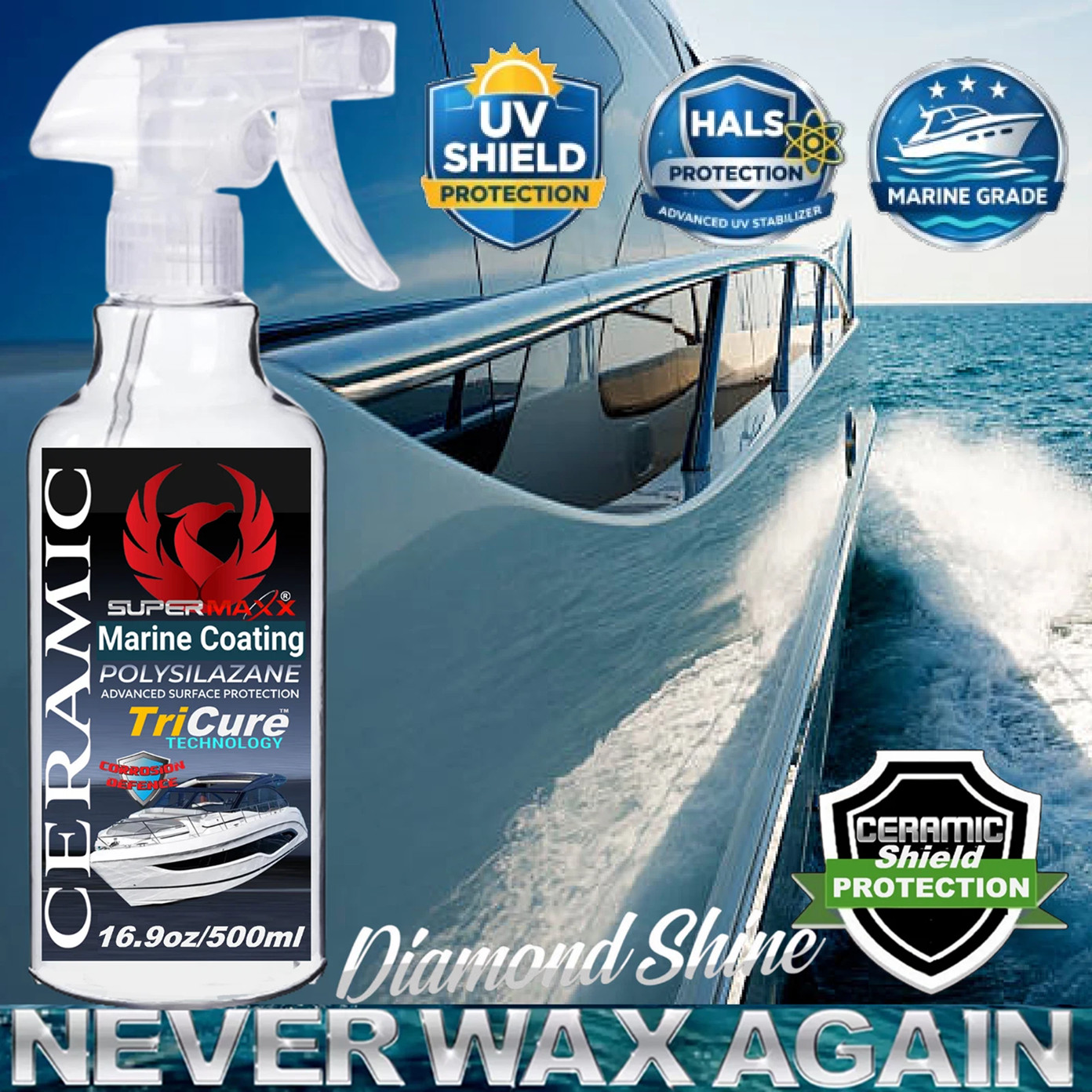 PONTOON BOAT MARINE GRADE CERAMIC COATING PROTECTION ADVANCED TRICURE TECHNOLOGY