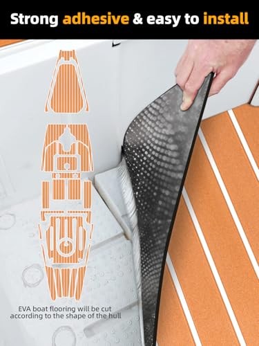 FOCEAN EVA Foam Boat Flooring Sheet – Brown with White Lines