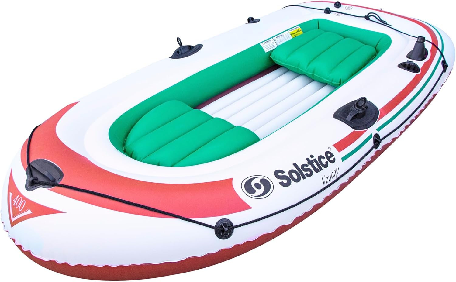 Solstice Voyager 4-Person Inflatable Fishing Boat with Dual Swivel Oar Locks and