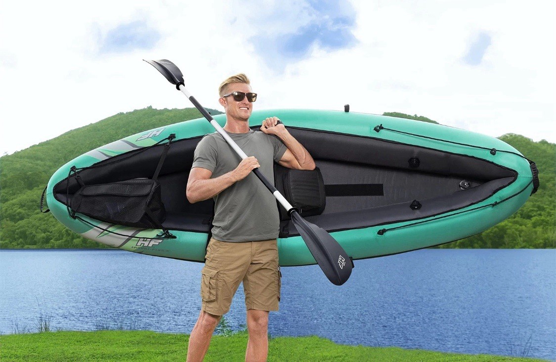 Hydro Force Inflatable Kayak Set | Includes Seat, Paddle, Hand Pump, Storage Car