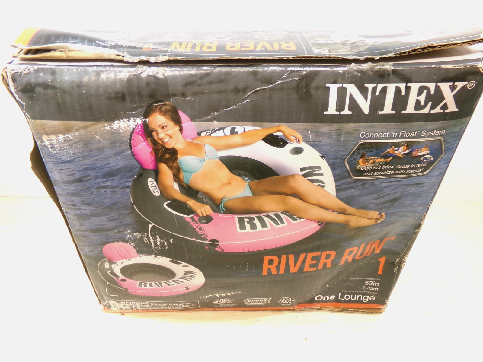Intex River Run I 53 inch Diameter Inflatable Sport Lounge Water Float