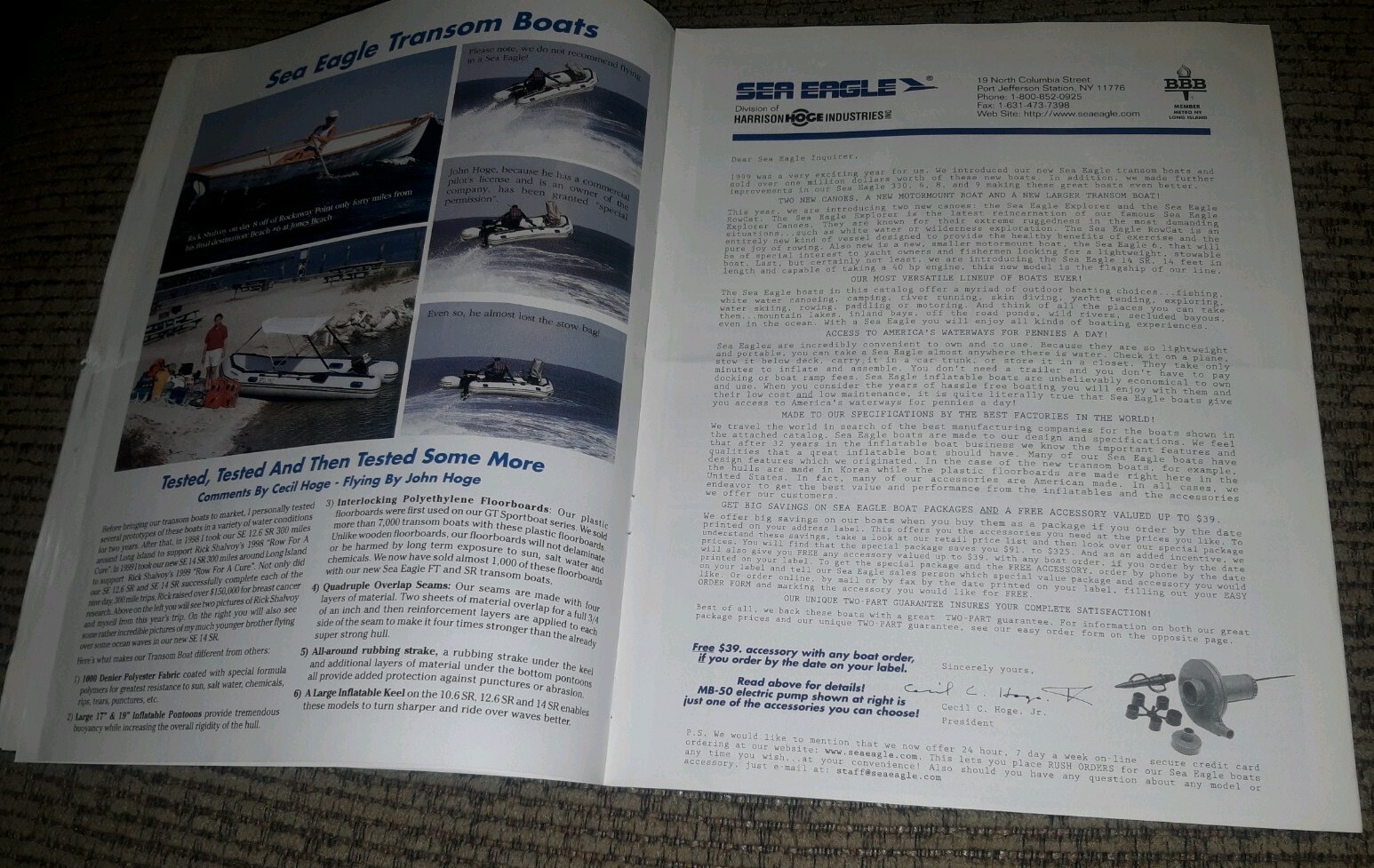 Sea Eagle 2000 CATALOG Inflatable Kayak boat Paddles Pump Accessories VINTAGE