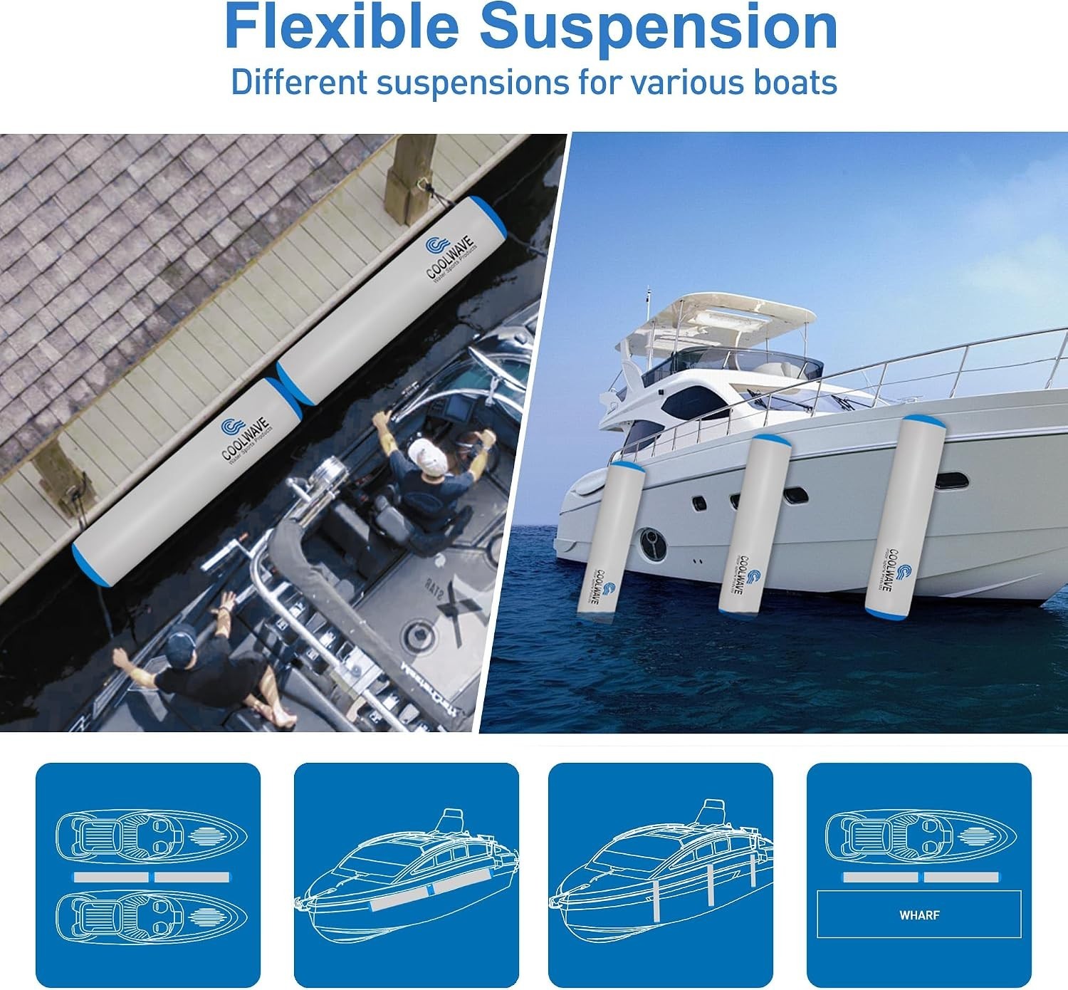 6FT/10FT Inflatable Boat Fenders, Upgraded Inflatable Boat Bumper for Docking…